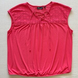 Zara Red Lace Detail Blouse